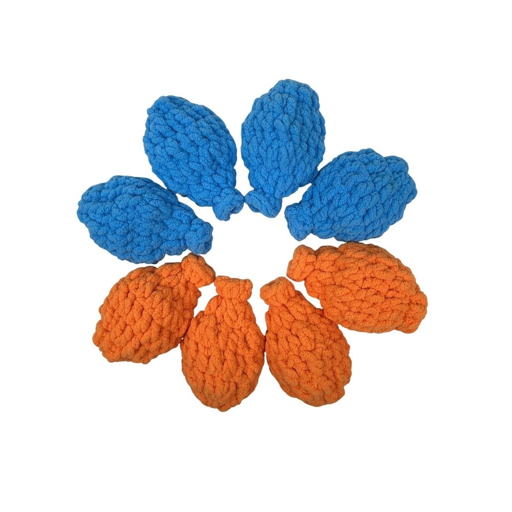 Reusable Crochet Water Balloons Handmade Latex Free Orange Blue Set of 8